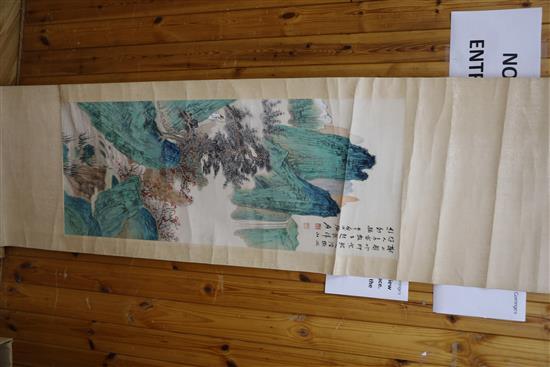 Four Chinese scroll paintings on silk